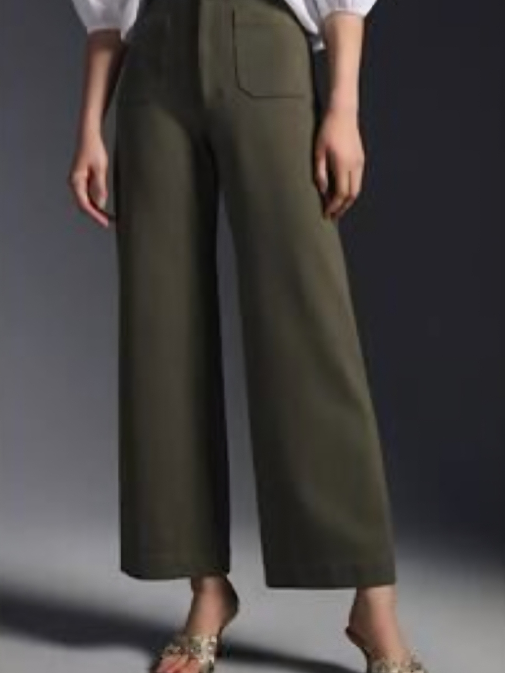 Maeve Olive Green Wide-Leg High-Rise Pants